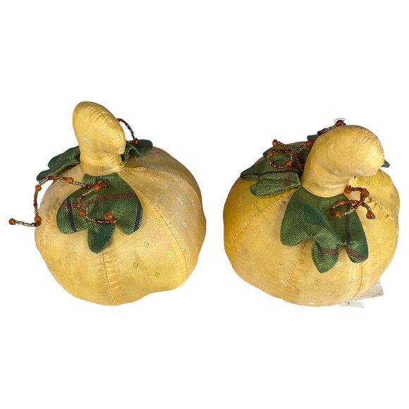 Pier 1 Import Fabric Pumpkin Set of 6 Autumn Harvest Decor Halloween Rust Yellow - Picture 7 of 12